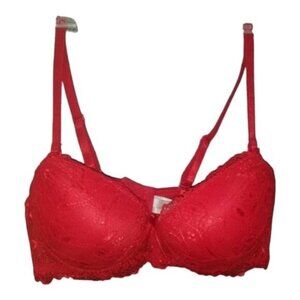 Women's Sophie B. Lace Push-up Bra 72409 Red Lace Size 34C Candy Apple
